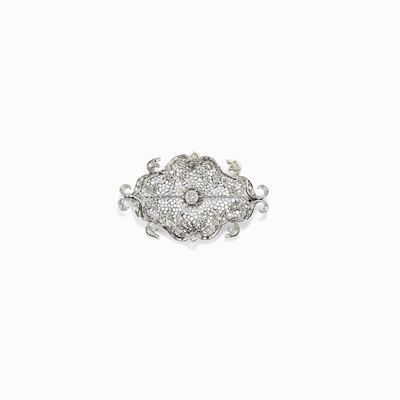 Spilla in Oro Bianco 18k e Diamanti, 1950-1960 Circa