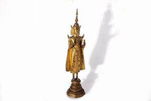 Ancient gilt bronze Buddha, Burma