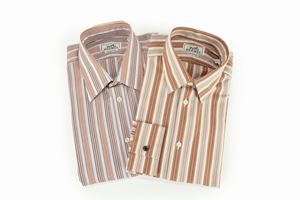 Lot of two men's cotton and popeline longsleeves shirts