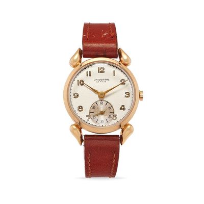 Orologio da tavolo Solotempo, anni '40, oro rosa 18k con quadrante argenté