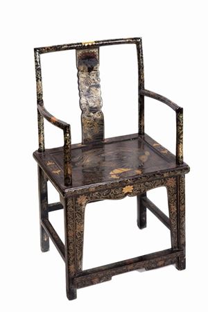 Chair in lacquered wood and gold, China 19th century