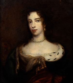 Half-length portrait of a gentlewoman, with an ermine collar and pearls