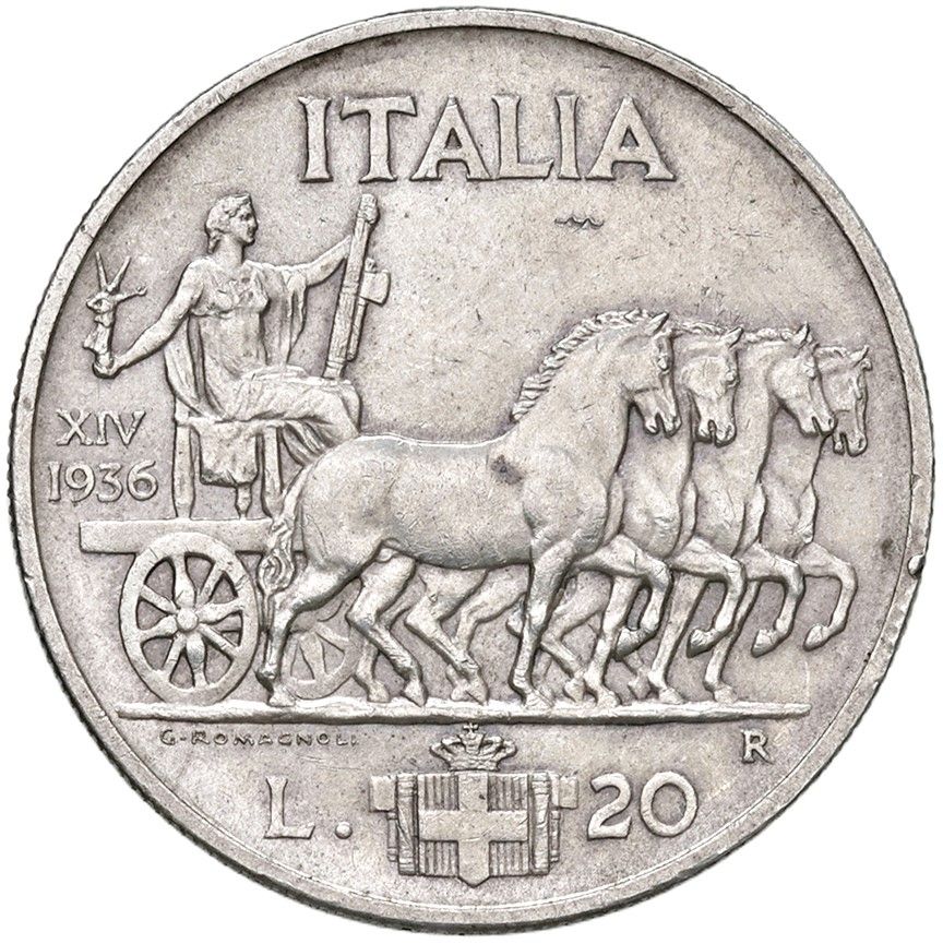 REGNO D'ITALIA, Vittorio Emanuele III, 20 lire 1936, Impero