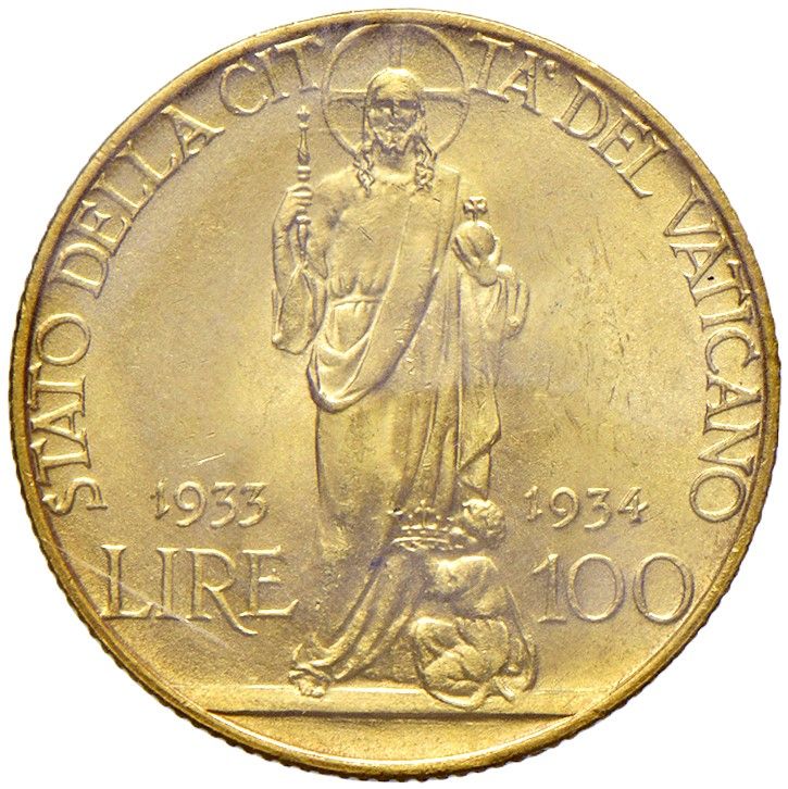 Italia, Moneta da 100 lire - Pio XI (1922-1939), 1933-1934