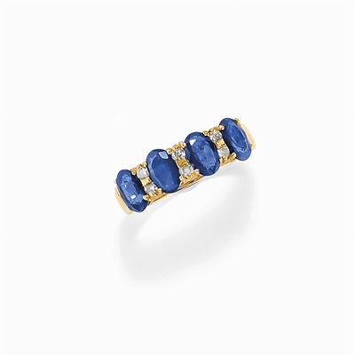 Anello in Oro 18k, Zaffiri e Diamanti