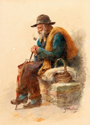Canella Giuseppe - Coppia di acquerelli