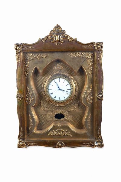Orologio da Muro in Legno Intagliato e Dorato, Vienna Secolo XIX