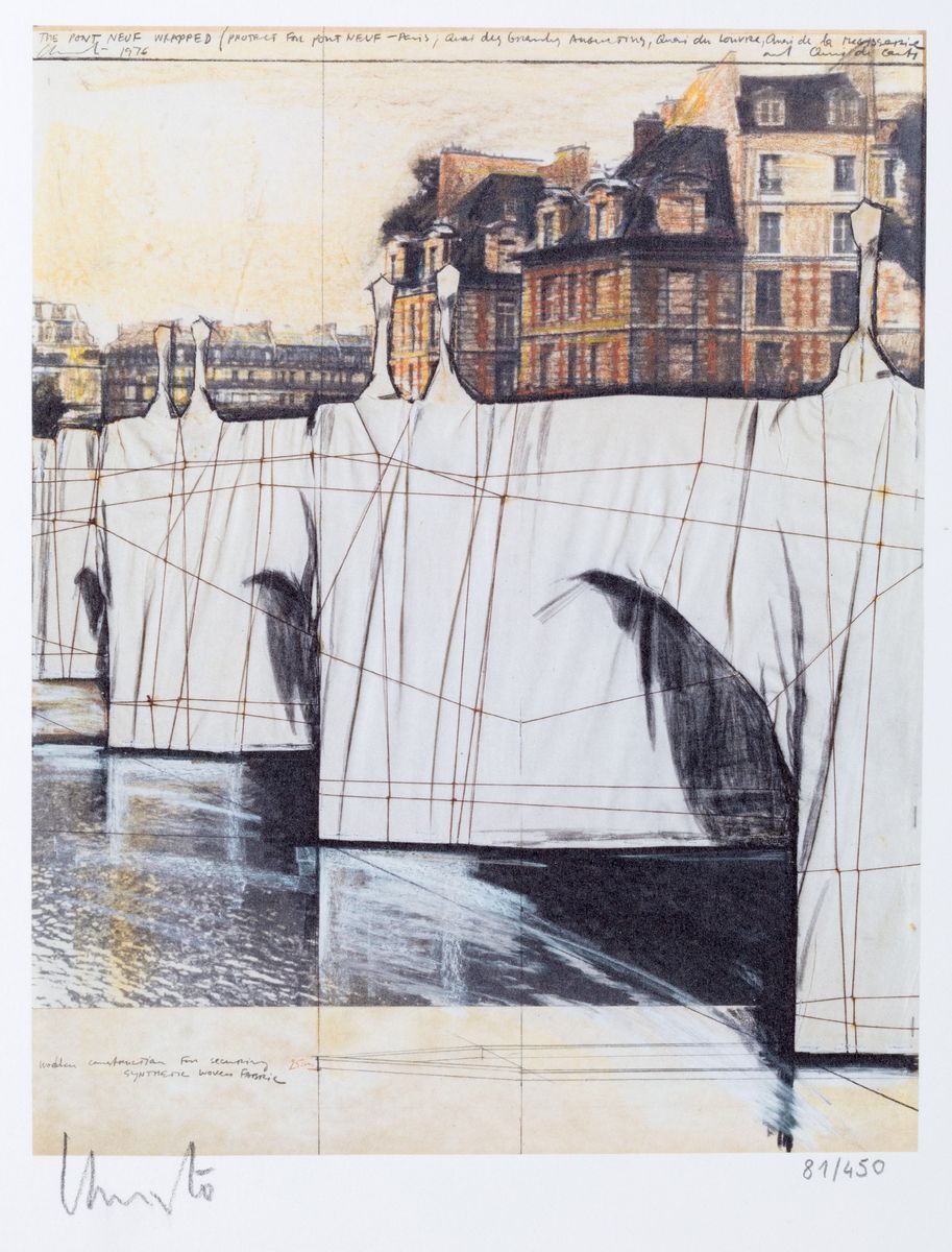 Christo - The pont neuf wrapped, Project for Paris, 1976