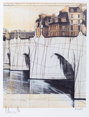 The pont neuf wrapped, Project for Paris, 1976