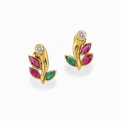 Orecchini in Oro 18k e Pietre di Colore