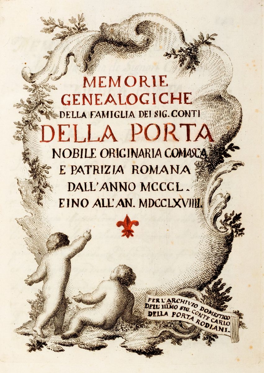 Como - Memorie Genealogiche della Famiglia dei Sig. Conti della Porta