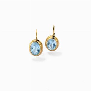 18K yellow gold and blue topaze earrings 