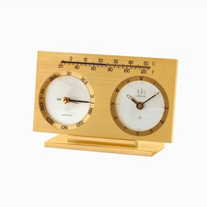 orologio da tavolo con svegliarino, termometro & barometro, anni ‘60