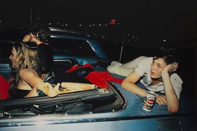 French Chris at the drive-in, N.J., Stampa vintage cibachrome su dibond