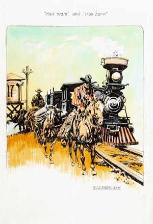 Mule train and iron horse