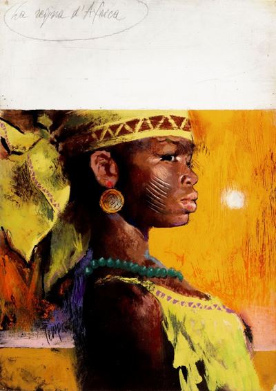 La regina d'Africa, tempera su cartoncino