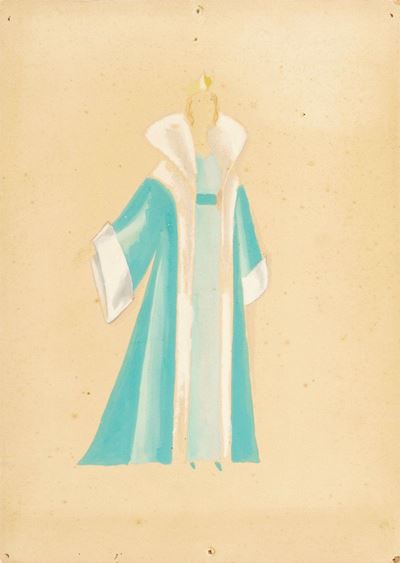 Tofano, Regina - Disegno originale per costumi teatrali, tempera su cartone