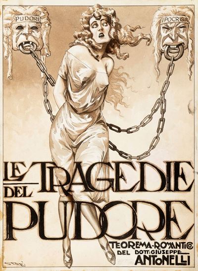 Copertina per 'Le tragedie del pudore', matita, china e acquerello su cartoncino, 1924