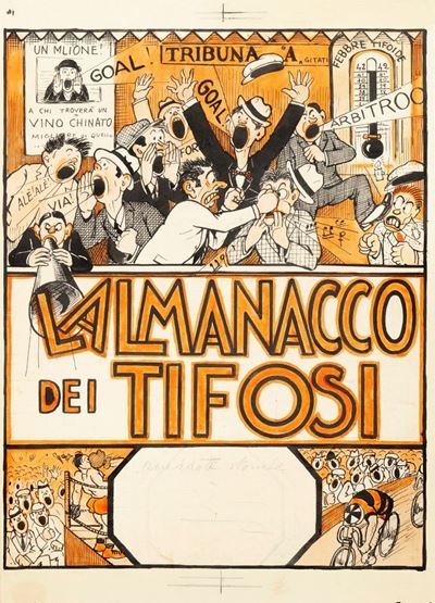 L'almanacco dei tifosi, matita, china e acquerello su cartoncino