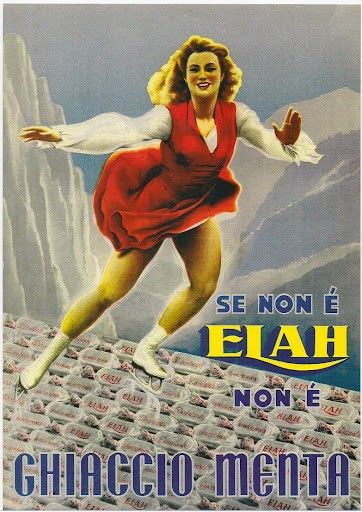 Abelardo Zucchi - Ghiaccio Menta Elah - Bozzetto pubblicitario, tempera su cartoncino sagomato