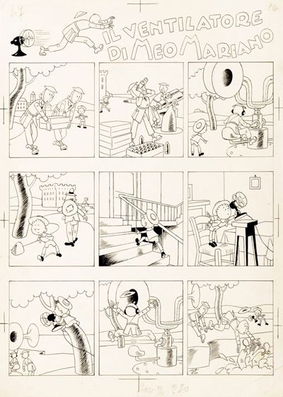 Il ventilatore di Meo Mariano - matita e china su cartoncino