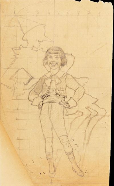 Cavalieri, Studio preliminare per 'Pinocchio' (1924), matita su carta