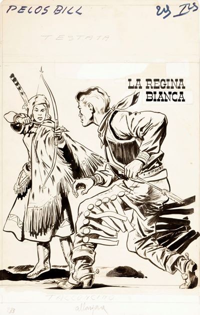 Pecos Bill - La regina bianca, matita e china su cartoncino, 1950