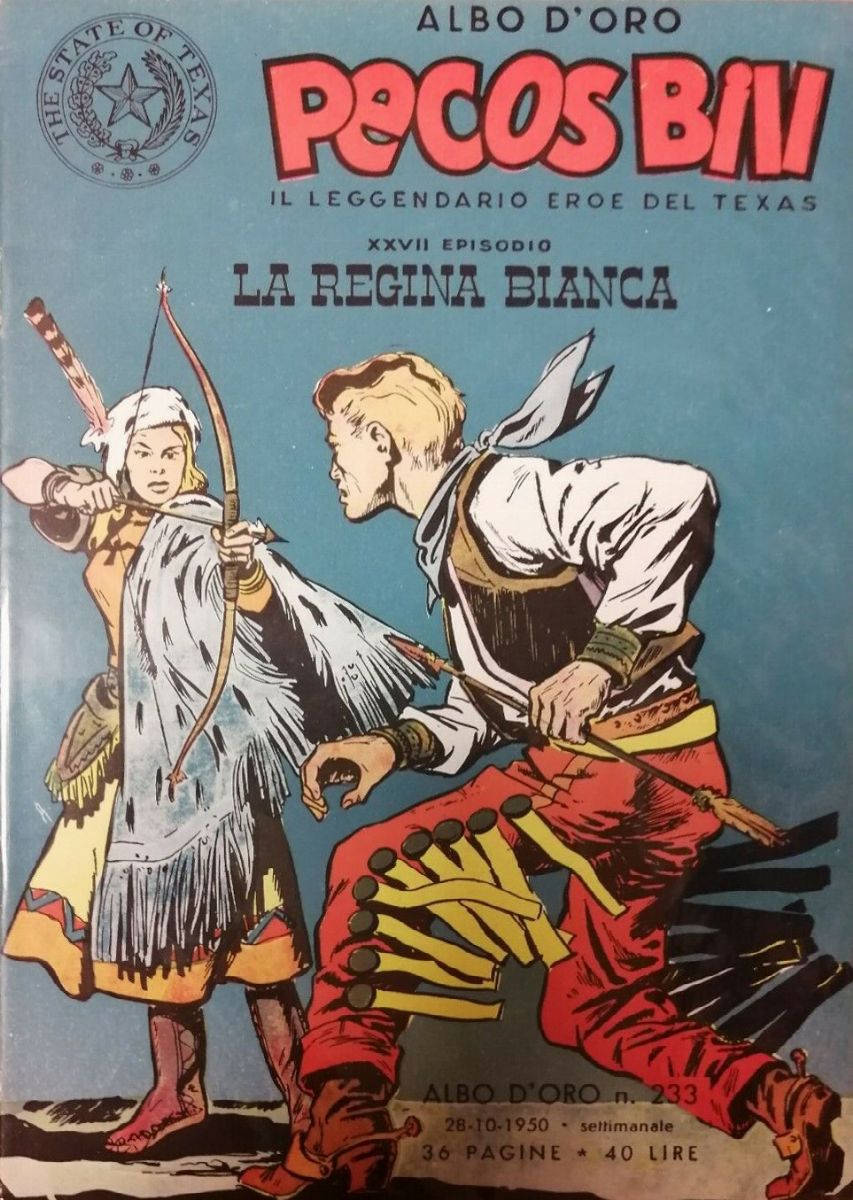 Gianni Benvenuti - Pecos Bill - La regina bianca, matita e china su cartoncino, 1950