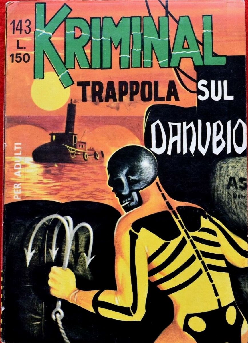 Luigi Corteggi - Kriminal - Trappola sul Danubio, tempera su cartone