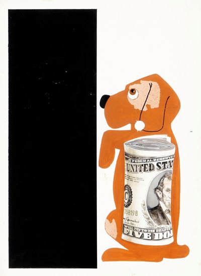 Un cane troppo costoso - Originale di copertina, tempera su cartone