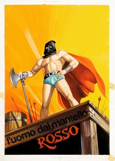 L'uomo dal mantello rosso, tempera su cartone