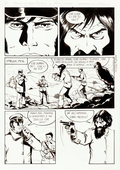 Omaggio a Corto Maltese, matita e china su cartoncino