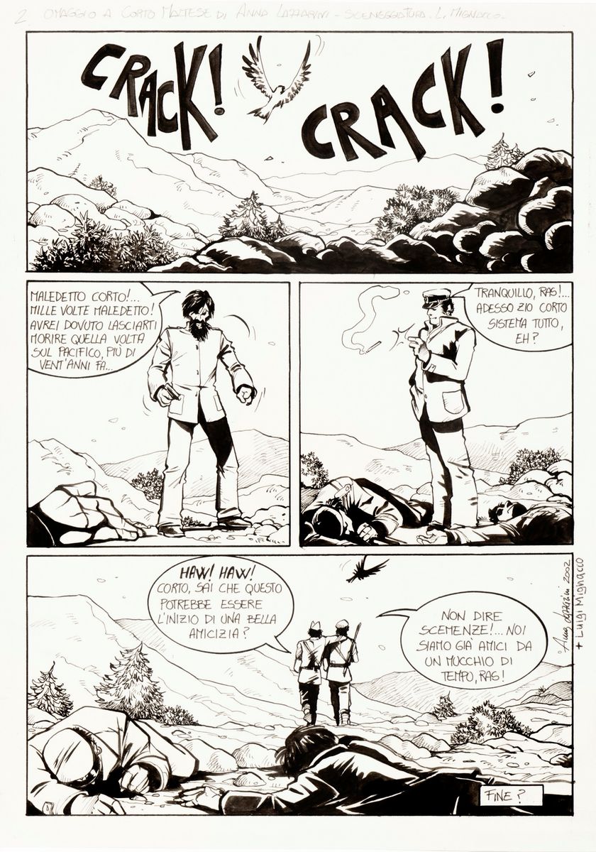 Anna Lazzarini - Omaggio a Corto Maltese, matita e china su cartoncino