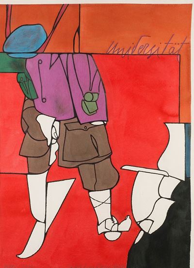 Universität (L'università di Lipsia al tempo di Nietzsche), tempera su carta