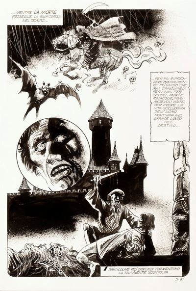 Fumetti dell'Orrore - I Cavalieri dell'Apocalisse, matita e china su cartoncino