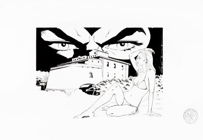 Illustrazione per 'Un mare di comics', matita e china su cartoncino
