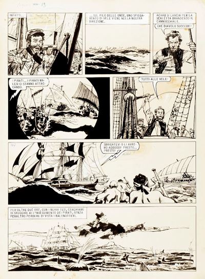 Moby Dick - Tavola originale, matita e china su cartoncino