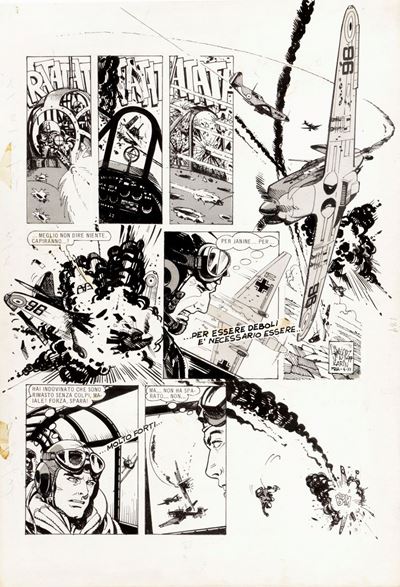Asso di Picche - Tavola originale, matita, china e retino su cartoncino, 1977