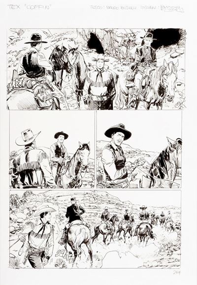 Tex Willer - I trafficanti di Coffin, matita e china su cartoncino