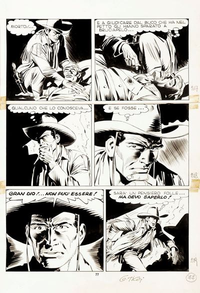 Tex - Fuga da Anderville, matita e china su cartoncino