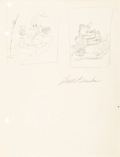 Donald Duck Camping, matita su carta