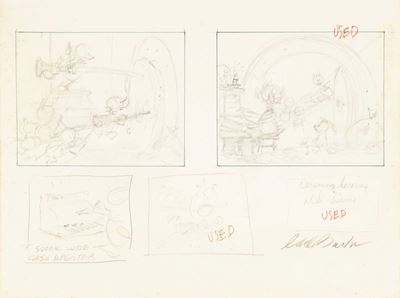 Disegno preparatorio per 'Visitor from Underground', matita su carta