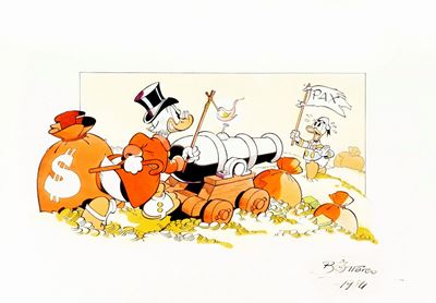 Guerra tra paperi - Matita, china e acquerello su cartoncino