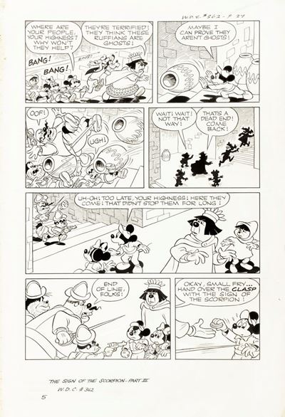 Topolino e il segno dello scorpione, matita e china su cartoncino