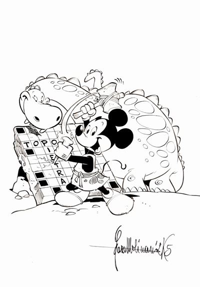 Copertina per 'Disney enigmistica' n. 90, matita e china su cartoncino