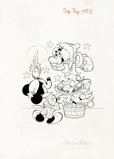 Copertina per Topolino n. 1152, matita e china su cartoncino
