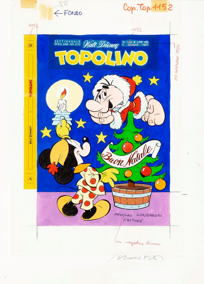Marco Rota - Copertina per Topolino n. 1152, matita e china su cartoncino