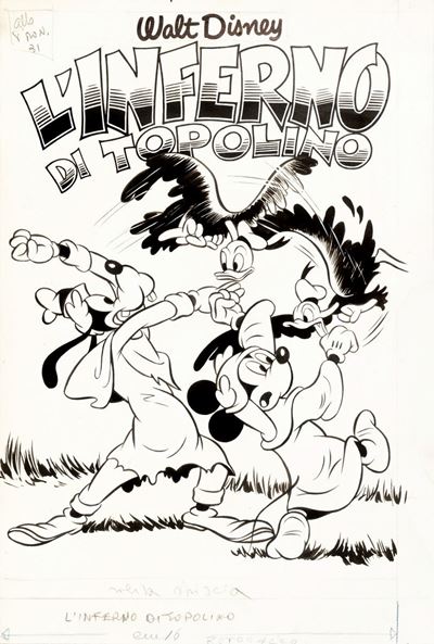 L'Inferno di Topolino - matita e china su cartoncino