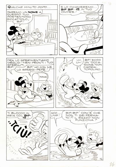 Topolino e il Bip Bip -15, matita e china su cartoncino