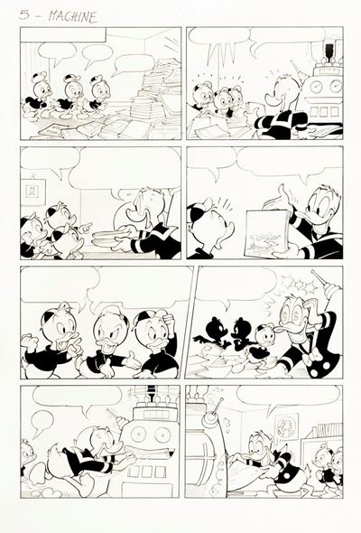 Paperino e la sindrome del seguito, matita e china su cartoncino